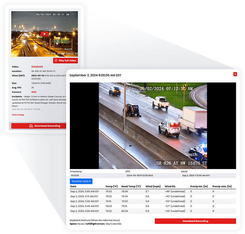 RoadProof video data view